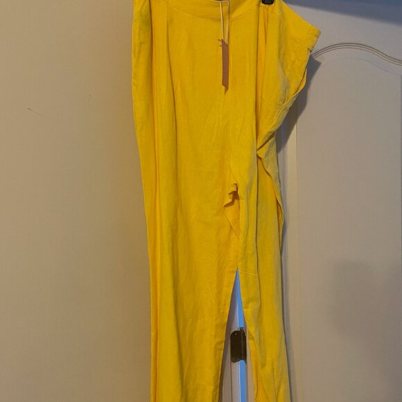 GarnerStyle × FTF Yellow Linen Wide-Leg Pants | Plus Size 2X | NWT - Picture 4 of 7